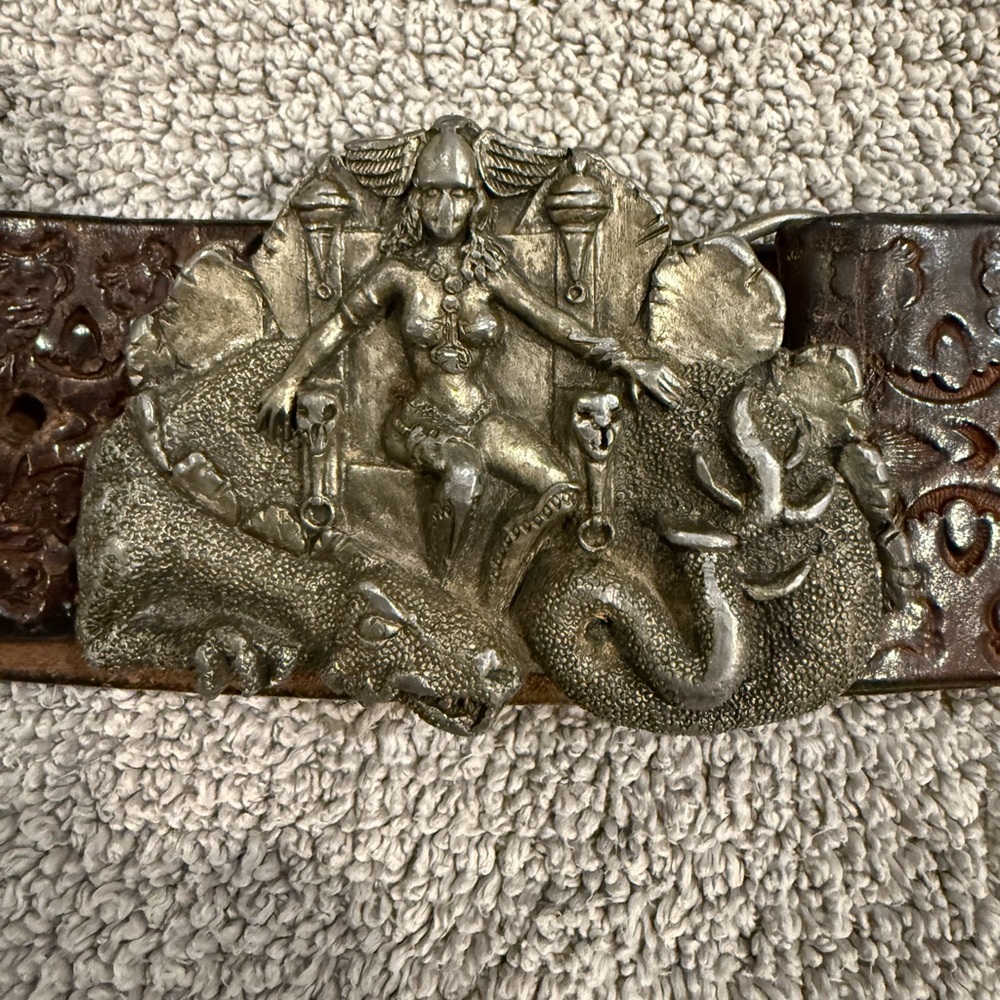 Vintage Bergamot Brass Dragon Goddess/Viking buckle and belt